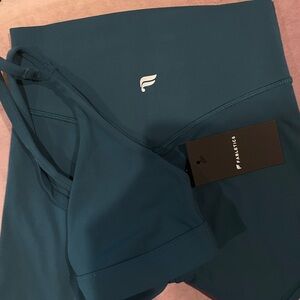 Fabletics Teal Sports Bra and shorts Set